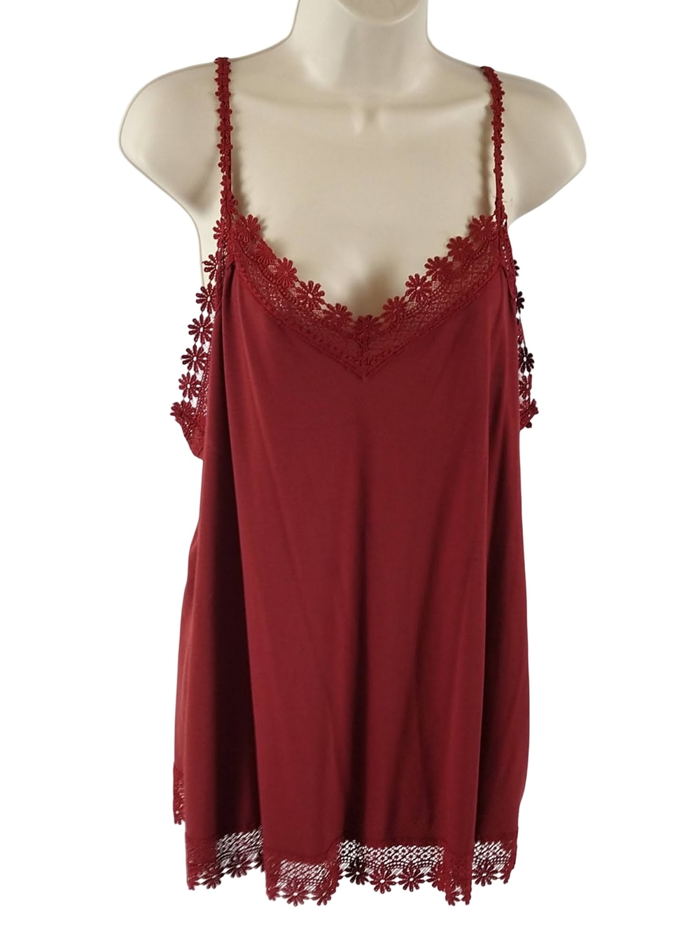 Lane Bryant Burgundy Lace Trim Tank Top